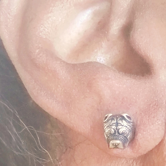 3D Bulldog necklace and earring set, unisex - Picture 3 of 7